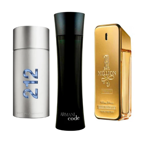 PACK DE 3 PERFUMES: 212 MEN NYC, PACO RABANNE ONE MILLION, ARMANI CODE HOMME 100 ml